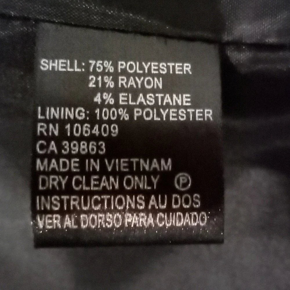 Tahari Charcoal Grey Denim Gunmetal Chain Accent Jacket
